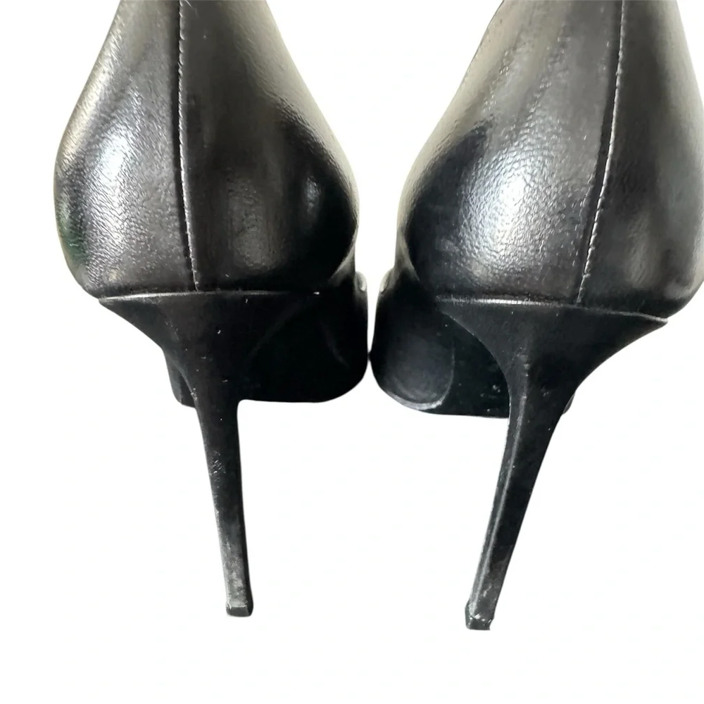 Saint Laurent Paris Black Leather Pointed Toe Pumps | Size 38 | Classic Stiletto - Picture 3 of 6
